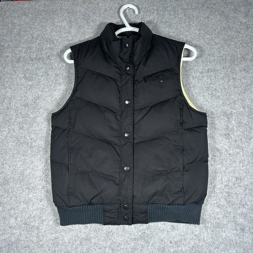 Gap Puffer Vest Men's Size Small Black Down Sleeveless Buttoned - Picture 1 of 11